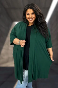 39 OT {Living In Style} Green Short Sleeve Duster W/Pockets CURVY BRAND!!!! EXTENDED PLUS SIZE 4X 5X 6X