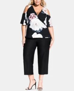 OS-A M-109 {City Chic} Navy Floral Top *SALE* Retail $75.00 PLUS SIZE 14W 16W 20W 22W ***FLASH SALE***