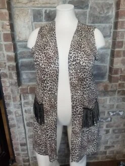 OT-Y{Winding Down} Leopard Vest *SALE* Black Stud Fringe Pockets -Curvy Chic Boutique 20200820 092105