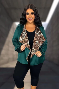 OT (Night Out In Memphis) Hunter Green & Leopard Cardigan