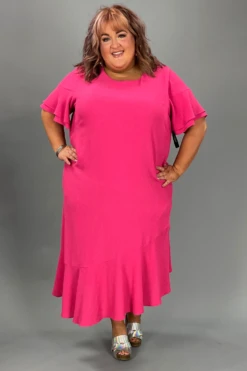 LD-D M-109 {Alfani} Pink Ruffled Dress Retail $109.50 EXTENDED PLUS SIZE 16W 18W 28W