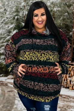 88 HD-C {Attention High} Multi-Color Leopard Print Hoodie EXTENDED PLUS SIZE 3X 4X 5X
