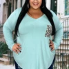70 CP-H {Change Is Coming} Green Top W/Leopard Pocket PLUS SIZE 1X 2X 3X -Curvy Chic Boutique ChangeIsComingGreen