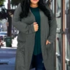 LD-Q {Class And Charm} Charcoal Long Duster W/Pockets PLUS SIZE XL 2X 3X -Curvy Chic Boutique ClassandCharmCharcoal