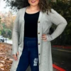 23 OT-L {Close To You} H. Grey Ribbed Button Up Duster SALE!!! PLUS SIZE 1X 2X 3X -Curvy Chic Boutique ClosetoyouH.grey