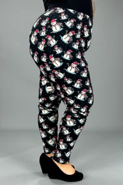 BIN 99 {Frosty Lives Again} Black Snowman Print Leggings EXTENDED PLUS SIZE 3X/5X