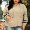 41 HD-G {Give It A Whirl} Mocha Knit SALE!! Hoodie W/Pocket PLUS SIZE 1X 2X 3X -Curvy Chic Boutique GiveitawhirlMocha