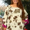 24 PQ-Q {Hard To Know} Cow Print W/Fuchsia Tunic PLUS SIZE XL 2X 3X -Curvy Chic Boutique HardtoKnow