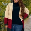 40 OT-E {Holding Hope} Tan Burgundy Ribbed SALE!! Cardigan PLUS SIZE XL 2X 3X -Curvy Chic Boutique HoldingHope