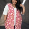 75 OT {Aim High} Mauve Floral Long Vest W/Pockets CURVY BRAND!!! EXTENDED PLUS SIZE 4X 5X 6X -Curvy Chic Boutique IMG 1224
