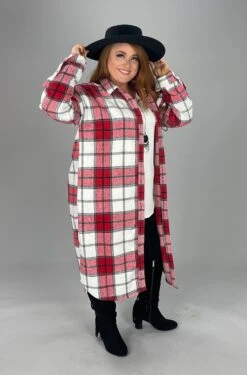 52 OT-F {Owning The Moment} Red Plaid Flannel Duster -Curvy Chic Boutique IMG 7346