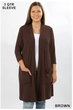 OT-O {Free Falling} BROWN Slouchy Pocket Cardigan ***SALE*** -Curvy Chic Boutique IMG 2243