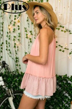 63 SV-B {Fun With You} Peach Keyhole Summer Top PLUS SIZE XL 2X 3X -Curvy Chic Boutique IMG 3783