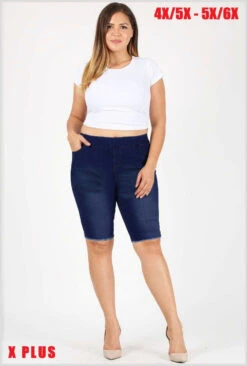 LEG-20 {Fraying For You} Blue Denim Frayed Hem Shorts SALE!!! EXTENDED PLUS SIZE 4X/5X 5X/6X
