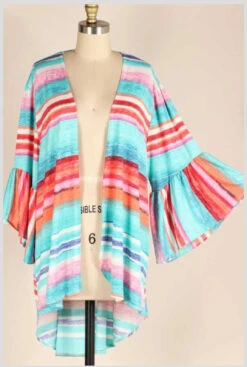 66 OT-H {Back For More} Blue Multi-Print Hi-Lo Cardigan PLUS SIZE 1X 2X 3X -Curvy Chic Boutique IMG 6308