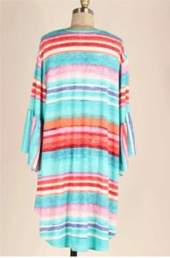 66 OT-H {Back For More} Blue Multi-Print Hi-Lo Cardigan PLUS SIZE 1X 2X 3X -Curvy Chic Boutique IMG 6309