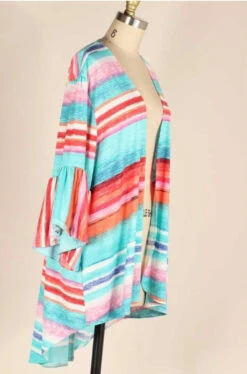 66 OT-H {Back For More} Blue Multi-Print Hi-Lo Cardigan PLUS SIZE 1X 2X 3X -Curvy Chic Boutique IMG 6310