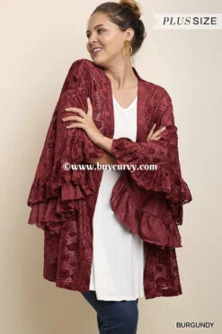 OT-Q "UMGEE" {Absolutely Gorgeous} Burgundy Velvet Cardigan -Curvy Chic Boutique IMG 8451