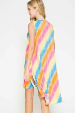 LD-S {Rainbow Brite} Sleeveless Hi-Lo Multi-Colored Dress PLUS SIZE 1X 2X 3X -Curvy Chic Boutique IMG 8560
