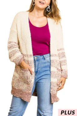 OT-C {Hard To Impress} "UMGEE" 2-Tone Popcorn Cardigan SALE!!! PLUS SIZE XL 1X 2X -Curvy Chic Boutique IMG 8809