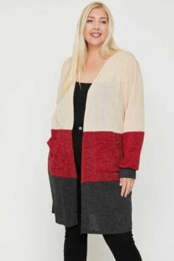 40 OT-E {Holding Hope} Tan Burgundy Ribbed SALE!! Cardigan PLUS SIZE XL 2X 3X -Curvy Chic Boutique IMG 9076
