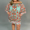 OS-B {Big Flirt} "UMGEE" Aqua Floral Dress With Lining -Curvy Chic Boutique IMG 9145