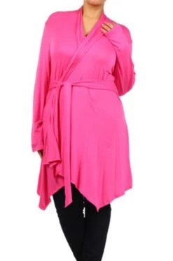 41 OT-J {Adventure Bound} Fuchsia Tie Front Cardigan PLUS SIZE XL 2X 3X -Curvy Chic Boutique IMG 9145