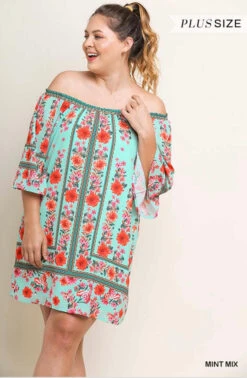 OS-B {Big Flirt} "UMGEE" Aqua Floral Dress With Lining -Curvy Chic Boutique IMG 9970