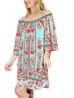 OS-B {Big Flirt} "UMGEE" Aqua Floral Dress With Lining -Curvy Chic Boutique IMG 9971