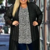 LD-Q {Just Go For It} Black Sheer Chiffon Duster PLUS SIZE 1X 2X 3X -Curvy Chic Boutique Justgoforit