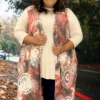 87 OT-T {Laughter And Love} Rust Print Long Vest W/Pockets EXTENDED PLUS SIZE 4X 5X 6X -Curvy Chic Boutique Laughterandloverust