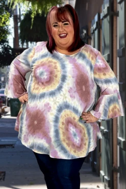 93 PQ-A {Lavender Burst} Lavender Tie Dye Top SALE!!! EXTENDED PLUS SIZE 3X 4X 5X