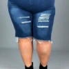 LEG-66 OR WIN SALE! {Made For Me} Blue Denim Distressed Shorts SALE!!!! EXTENDED PLUS SIZE 4X/5X 5X/6X -Curvy Chic Boutique Madeforme