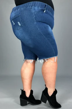 LEG-66 OR WIN SALE! {Made For Me} Blue Denim Distressed Shorts SALE!!!! EXTENDED PLUS SIZE 4X/5X 5X/6X -Curvy Chic Boutique Madeforme2