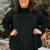 72 SLS-D {Making Life Easy} Black Rounded Hem Tunic EXTENDED PLUS SIZE 1X 2X 3X 4X 5X -Curvy Chic Boutique MakingLifeEasyBlack