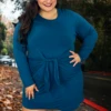 SLS-G {All Is Well} Marine Blue Dress With Front Tie Detail SALE!!! -Curvy Chic Boutique MarineBluedress