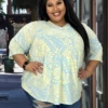 26 HD-A {New Adventure} Blue/Yellow Print Hoodie EXTENDED PLUS SIZE 3X 4X 5X 6X -Curvy Chic Boutique NewAdventure