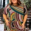 92 PSS-C {Nothing By Chance} Multi-Color Print Top -Curvy Chic Boutique NothingByChance