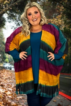 63 OT-B {Painting Rainbows} Magenta Striped Cardigan PLUS SIZE 1X/2X 2X/3X