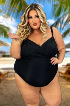 SWIM-E {Jantzen} Black Surplice One Piece Swimsuit SALE!!! PLUS SIZE 20W