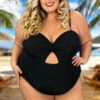 SWIM-P {Midas Touch} Black Ribbed One Piece Swimsuit SALE!!! EXTENDED PLUS SIZE 4X -Curvy Chic Boutique PhotoMay082023 121533PM