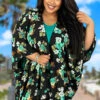 62 OT-P {Making It Happen} Black/Mint Floral Kimono EXTENDED PLUS SIZE XL 2X 3X 4X 5X -Curvy Chic Boutique PhotoMay092023 80311PM