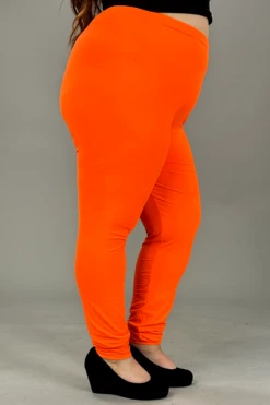 LEG-D {Pursuit Of Comfort} Orange Full Length Leggings EXTENDED PLUS SIZE 3X/5X