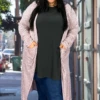 LD-Q {Reflection Of Love} Lt. Red Ribbed Duster W/ Pockets PLUS SIZE XL 2X 3X