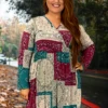 14 PLS-A {Second Thoughts} Multi-Color Surplice Dress PLUS SIZE 1X 2X 3X -Curvy Chic Boutique Secondthought
