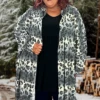 57 OT-H {Take A Trip} Grey Leopard Print Hooded Caridgan EXTENDED PLUS SIZE 3X 4X 5X -Curvy Chic Boutique TakeaTrip2