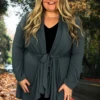 41 OT-C {Time To Go} Grey Tie Front Cardigan SALE!! PLUS SIZE XL 2X 3X -Curvy Chic Boutique TimetogoGrey