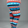 LEG-98 {Warm Wishes} Blue Reindeer Print Leggings EXTENDED PLUS SIZE 3X/5X