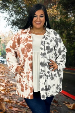 97 OT-K {What You Say} Ivory Tie Dye Cardigan SALE!! PLUS SIZE 1X/2X 2X/3X