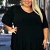 88 SSS-Z {Wear Me Everyday} Black V-Neck Top EXTENDED PLUS SIZE 3X 4X 5X -Curvy Chic Boutique WheremeEveryday